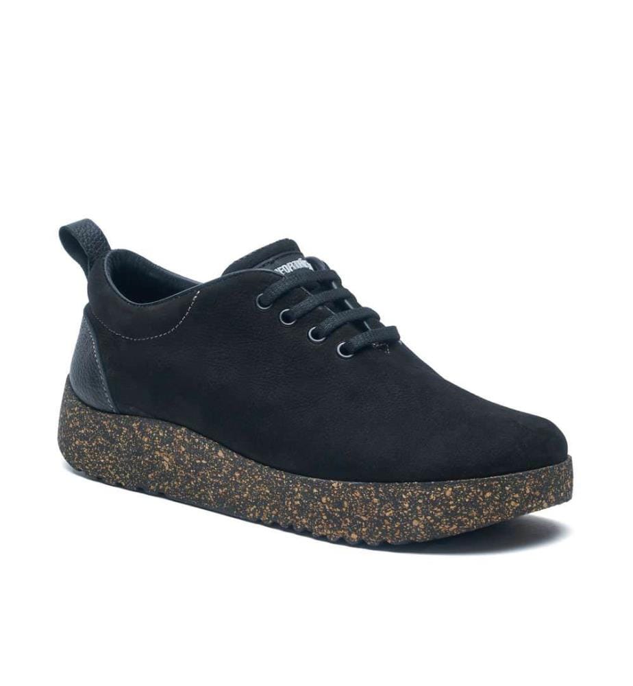 Lederschuhe mit Korksohle - Schwarzes Wildleder