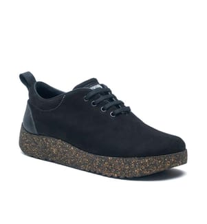 Lederschuhe mit Korksohle - Schwarzes Wildleder