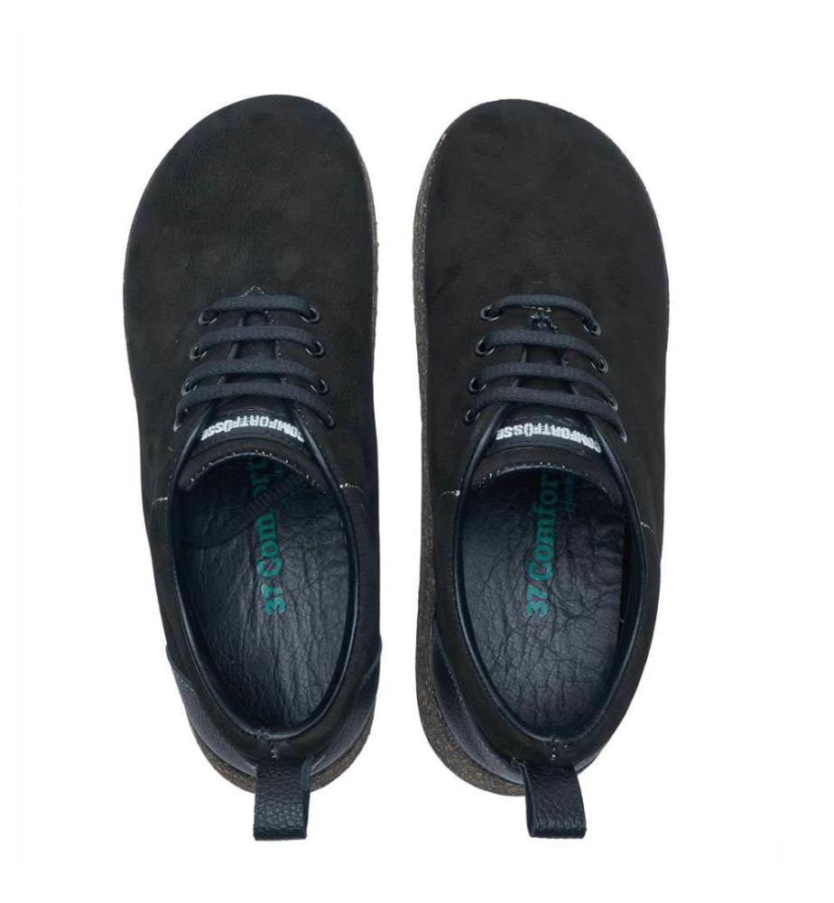 Lederschuhe mit Korksohle - Schwarzes Wildleder