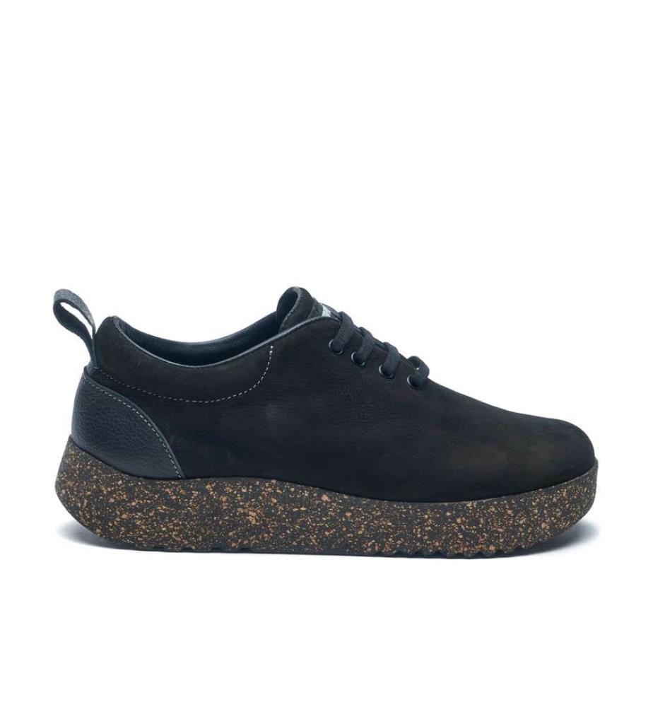 Lederschuhe mit Korksohle - Schwarzes Wildleder