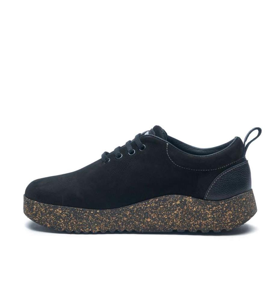 Lederschuhe mit Korksohle - Schwarzes Wildleder