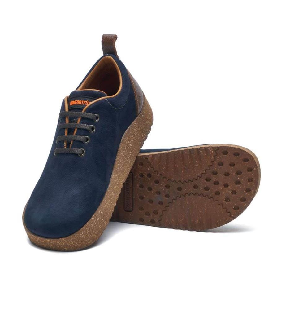 Lederschuhe mit Korksohle - Navy