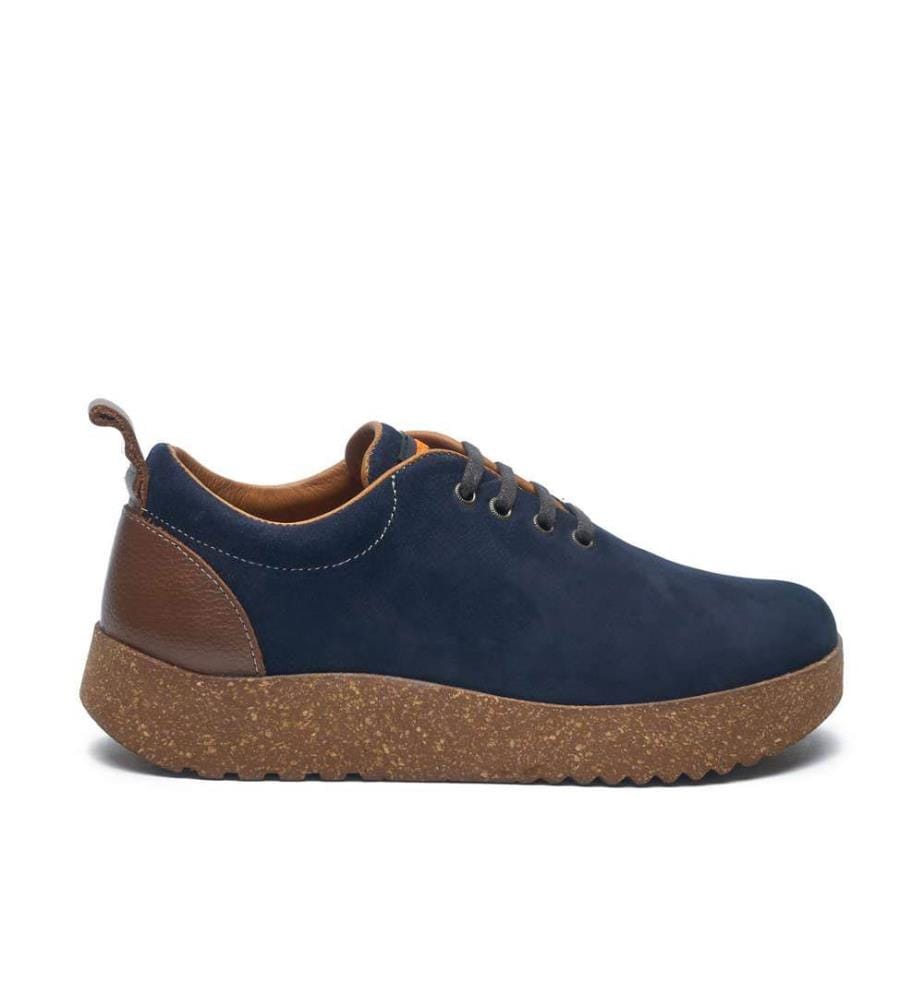 Lederschuhe mit Korksohle - Navy
