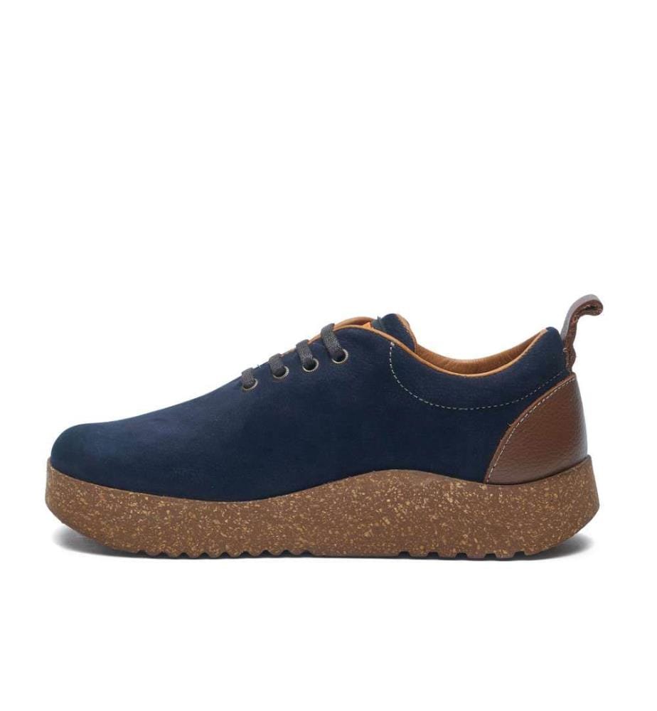 Lederschuhe mit Korksohle - Navy