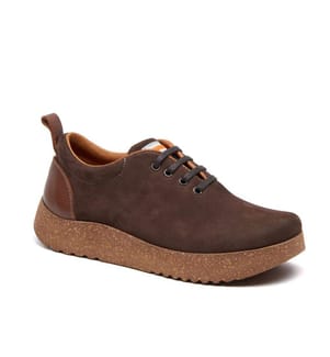 Lederschuhe mit Korksohle - Braunes Wildleder