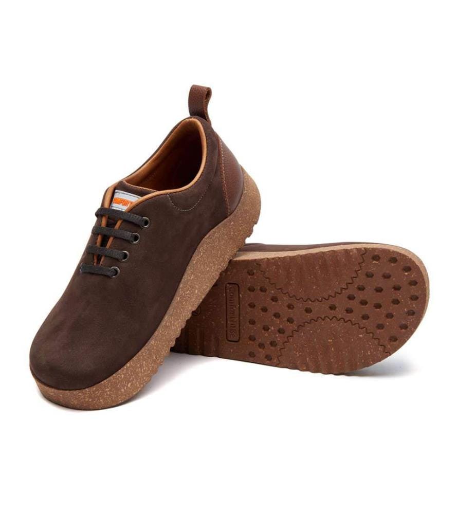 Lederschuhe mit Korksohle - Braunes Wildleder