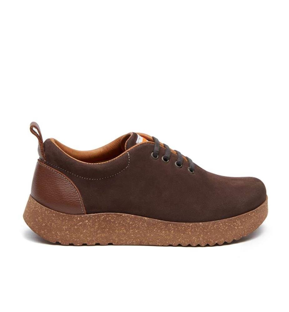 Lederschuhe mit Korksohle - Braunes Wildleder