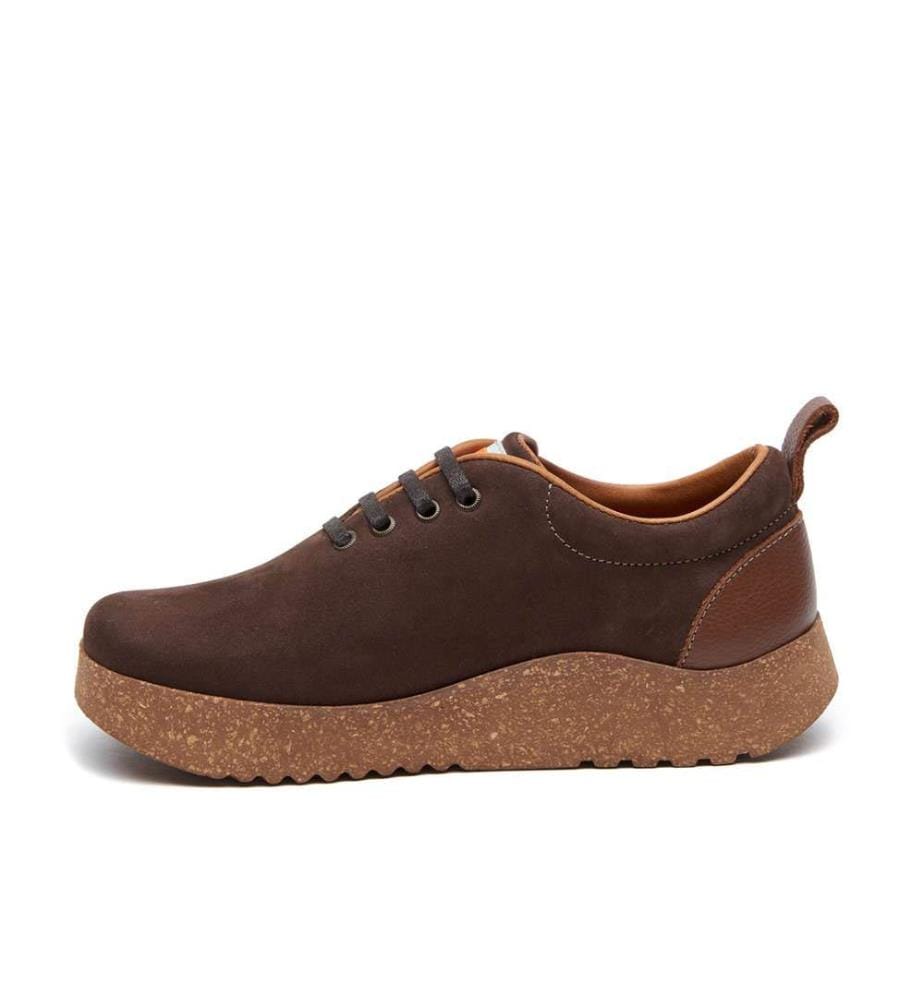 Lederschuhe mit Korksohle - Braunes Wildleder