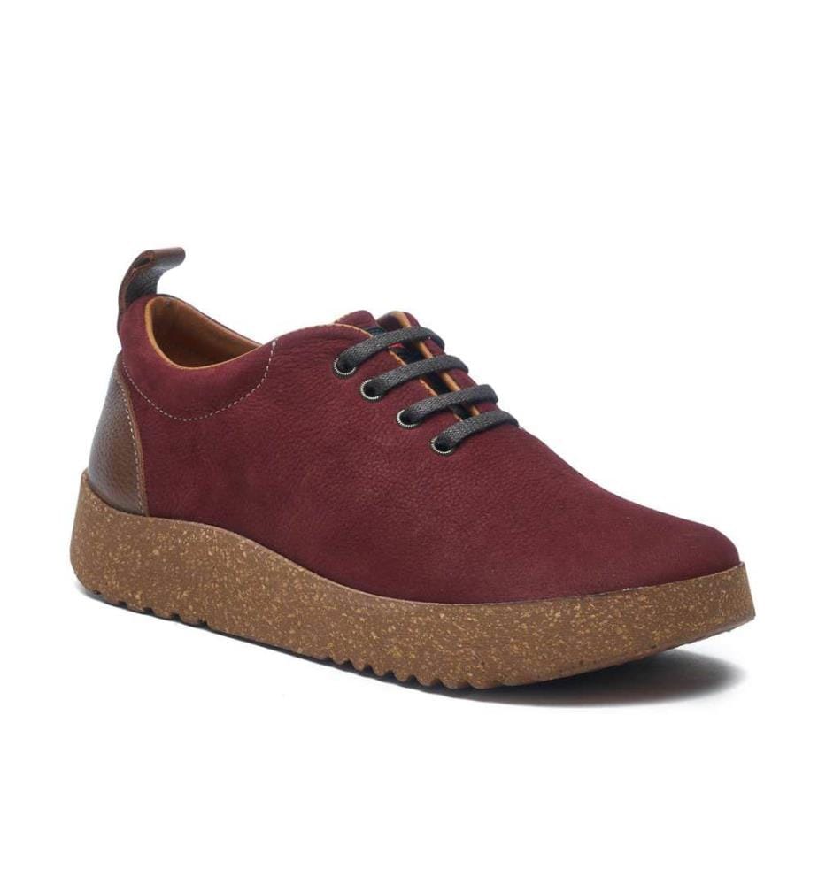 Lederschuhe mit Korksohle - Burgunderrot