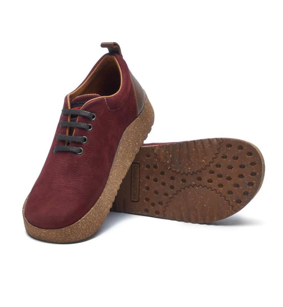 Lederschuhe mit Korksohle - Burgunderrot