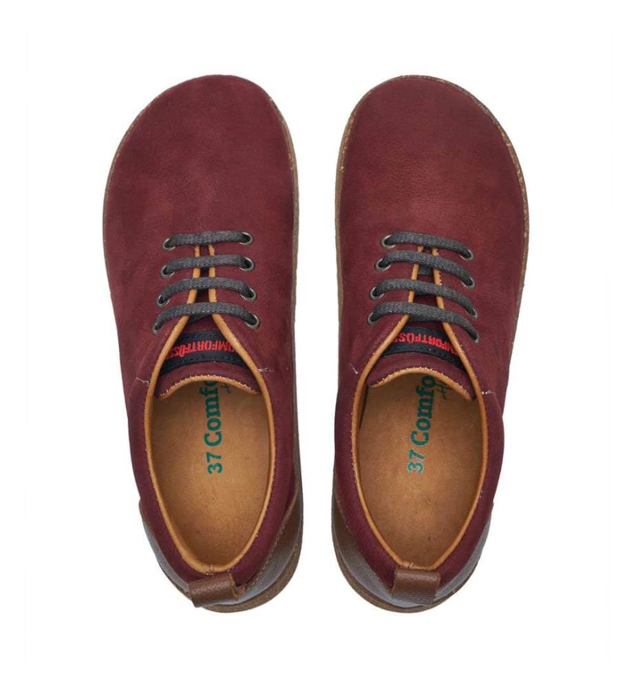 Lederschuhe mit Korksohle - Burgunderrot