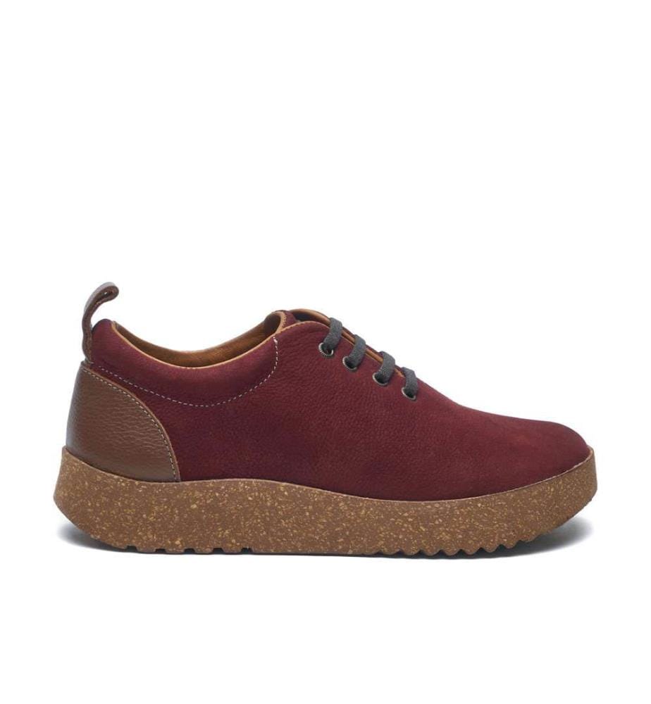 Lederschuhe mit Korksohle - Burgunderrot