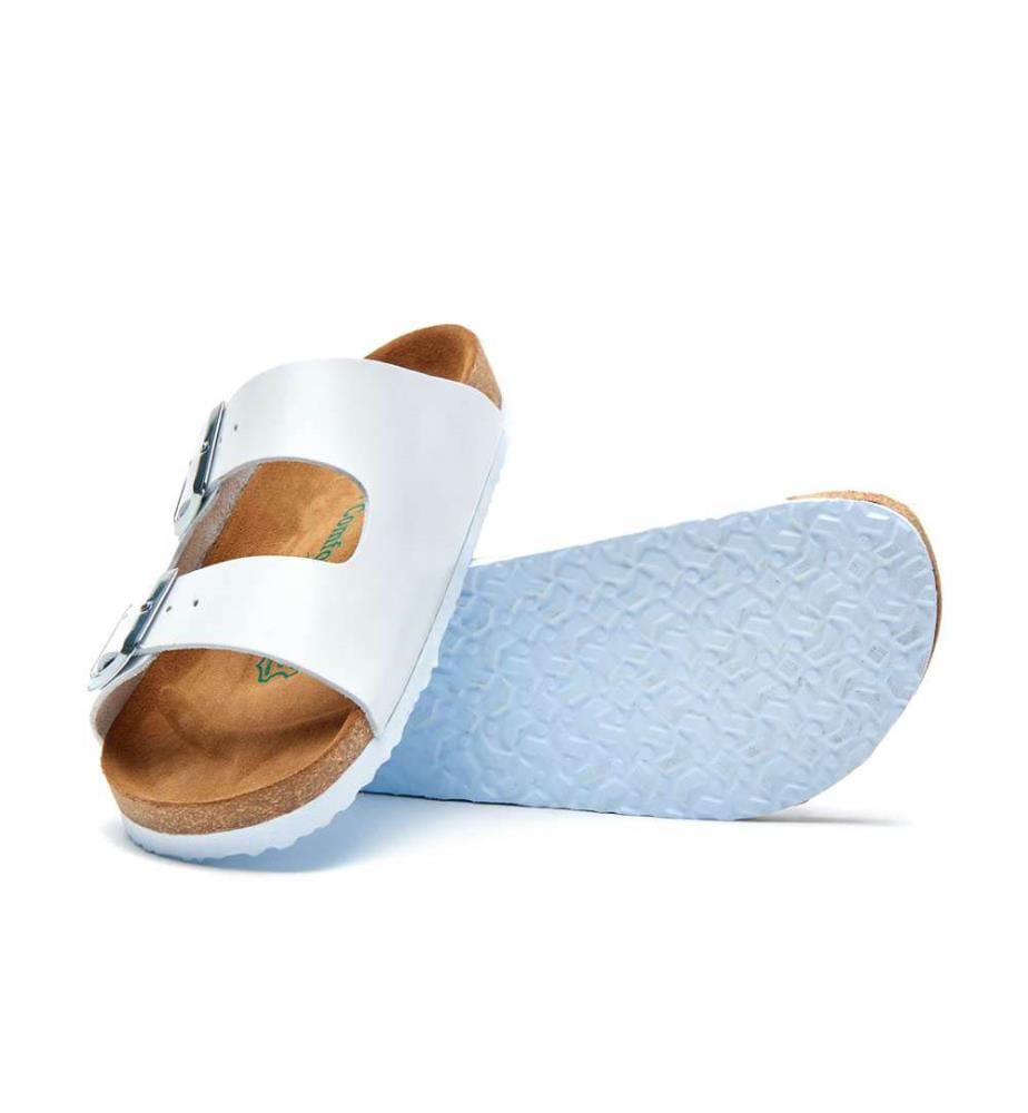 Ledersandalen mit anatomisch geformtem Korkfussbett - Weiss