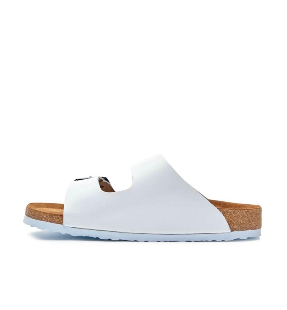 Ledersandalen mit anatomisch geformtem Korkfussbett - Weiss