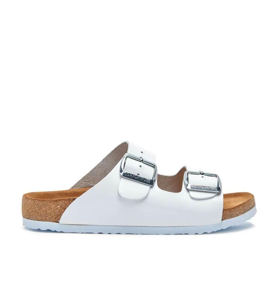 Ledersandalen mit anatomisch geformtem Korkfussbett - Weiss