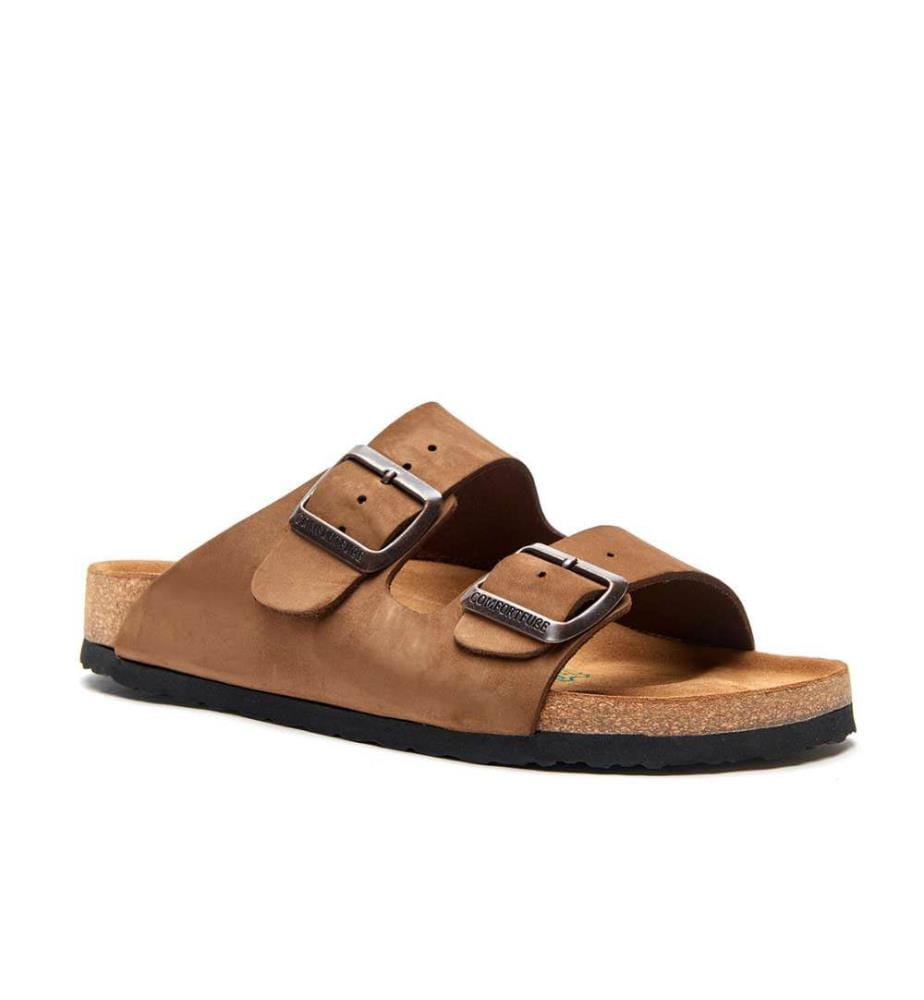 Ledersandalen mit anatomisch geformtem Korkfussbett - Sand-Nubuk