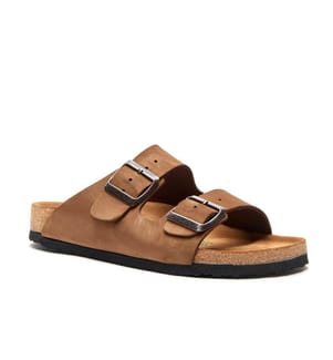 Ledersandalen mit anatomisch geformtem Korkfussbett - Sand-Nubuk