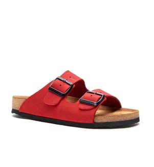Ledersandalen mit anatomisch geformtem Korkfussbett - Rot-Nubuk