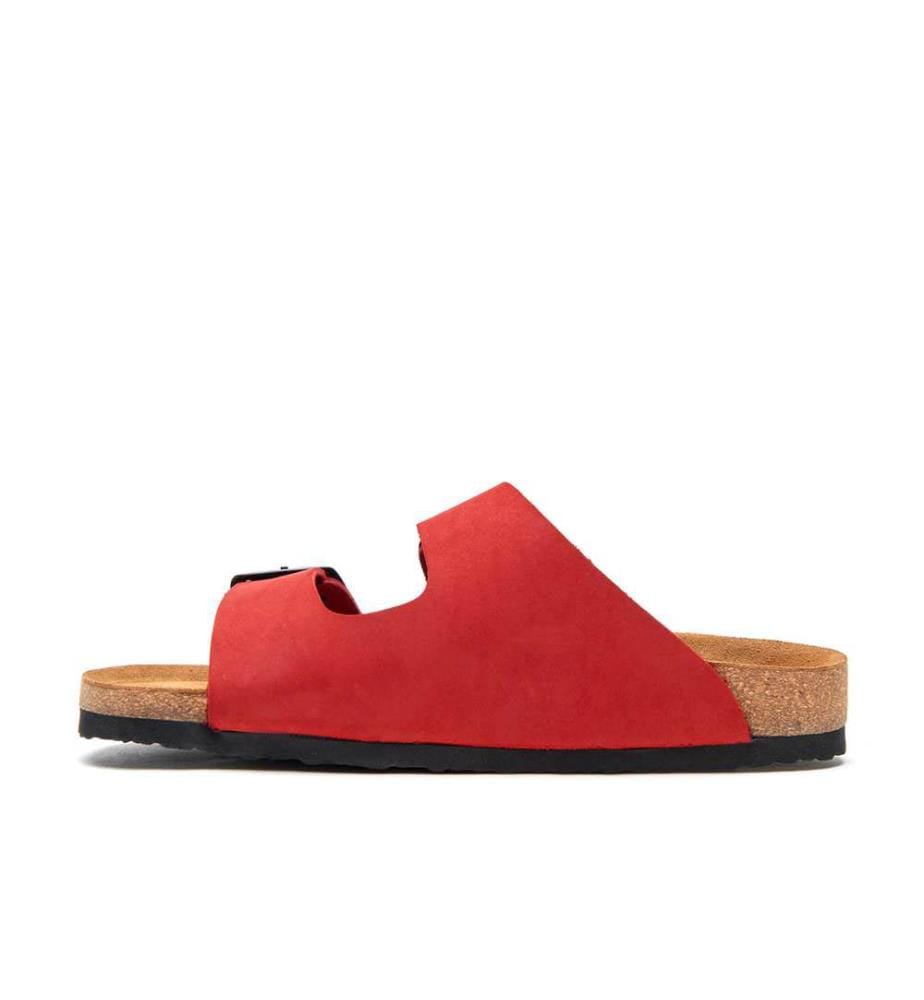 Ledersandalen mit anatomisch geformtem Korkfussbett - Rot-Nubuk