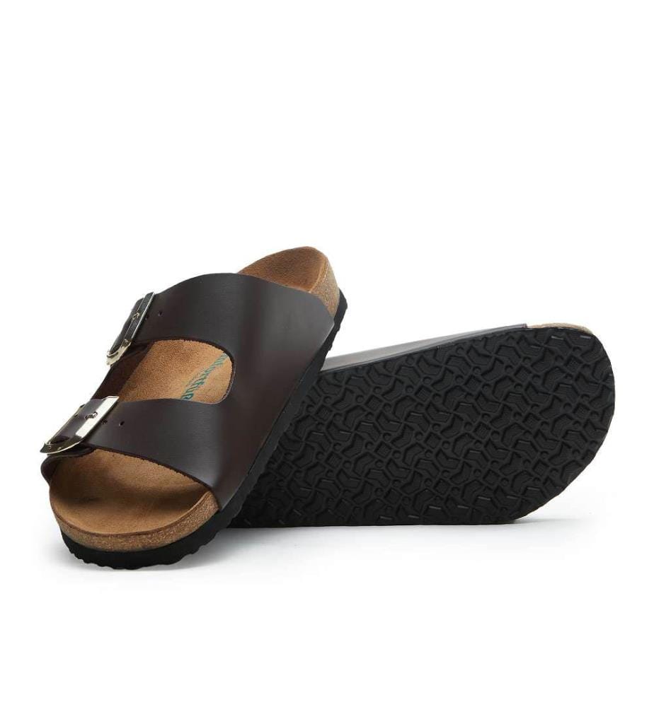Ledersandalen mit anatomisch geformtem Korkfussbett - Braun