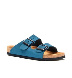 Ledersandalen mit anatomisch geformtem Korkfussbett - Navy-Nubuk