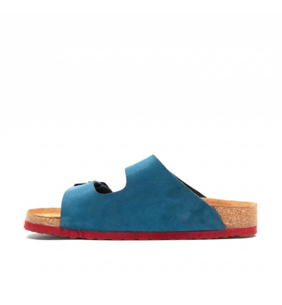 Ledersandalen mit anatomisch geformtem Korkfussbett - Navy-Rot
