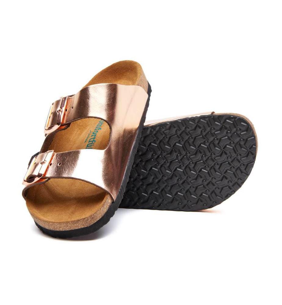 Ledersandalen mit anatomisch geformtem Korkfussbett - Rose