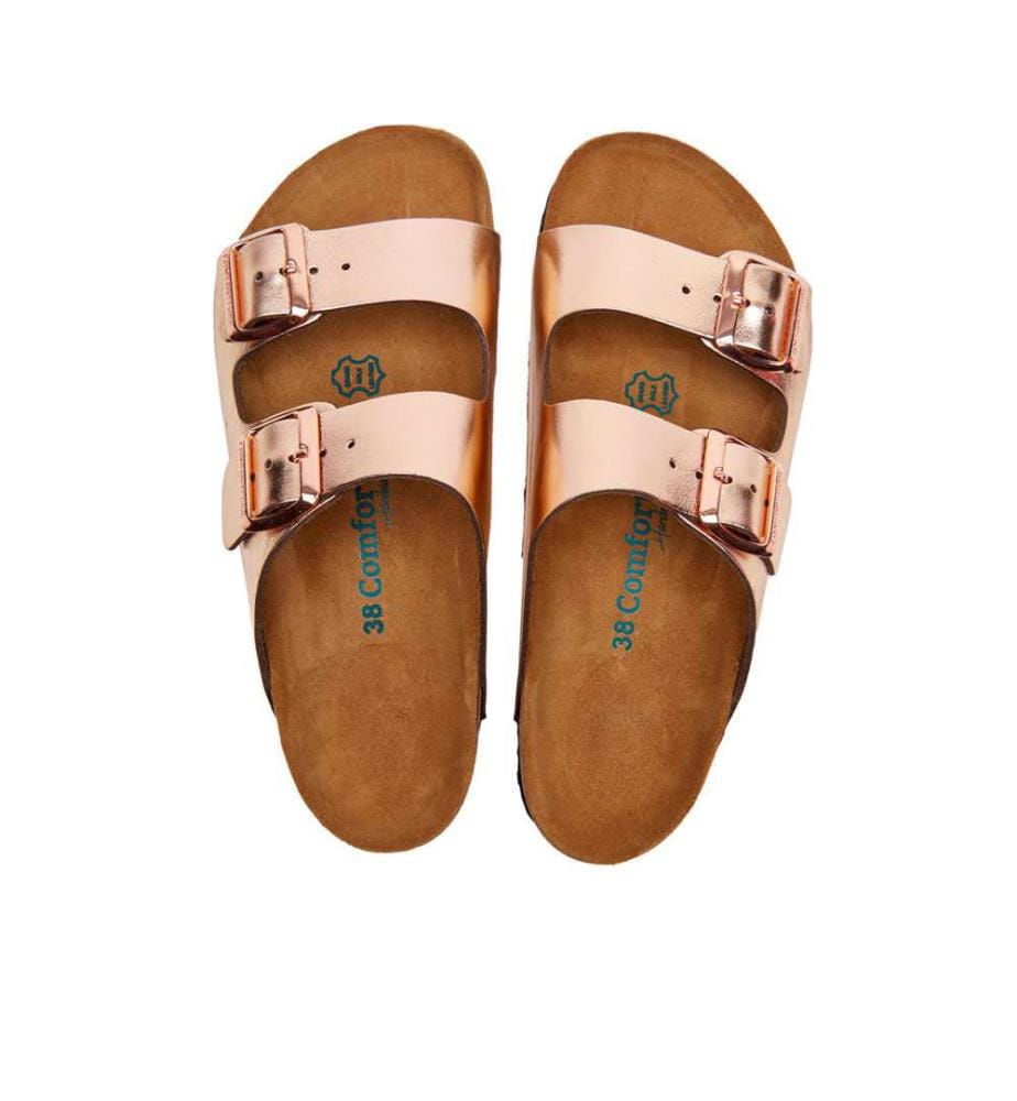 Ledersandalen mit anatomisch geformtem Korkfussbett - Rose