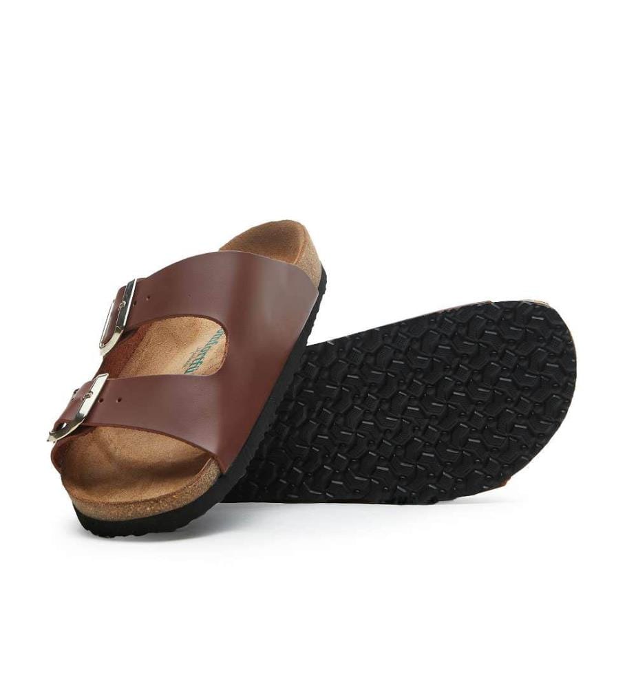 Ledersandalen mit anatomisch geformtem Korkfussbett - Tan