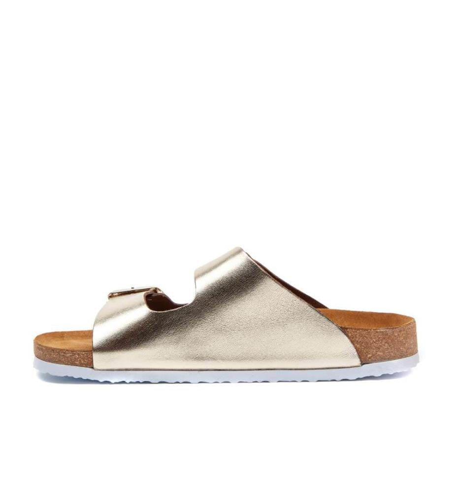 Ledersandalen mit anatomisch geformtem Korkfussbett - Gold