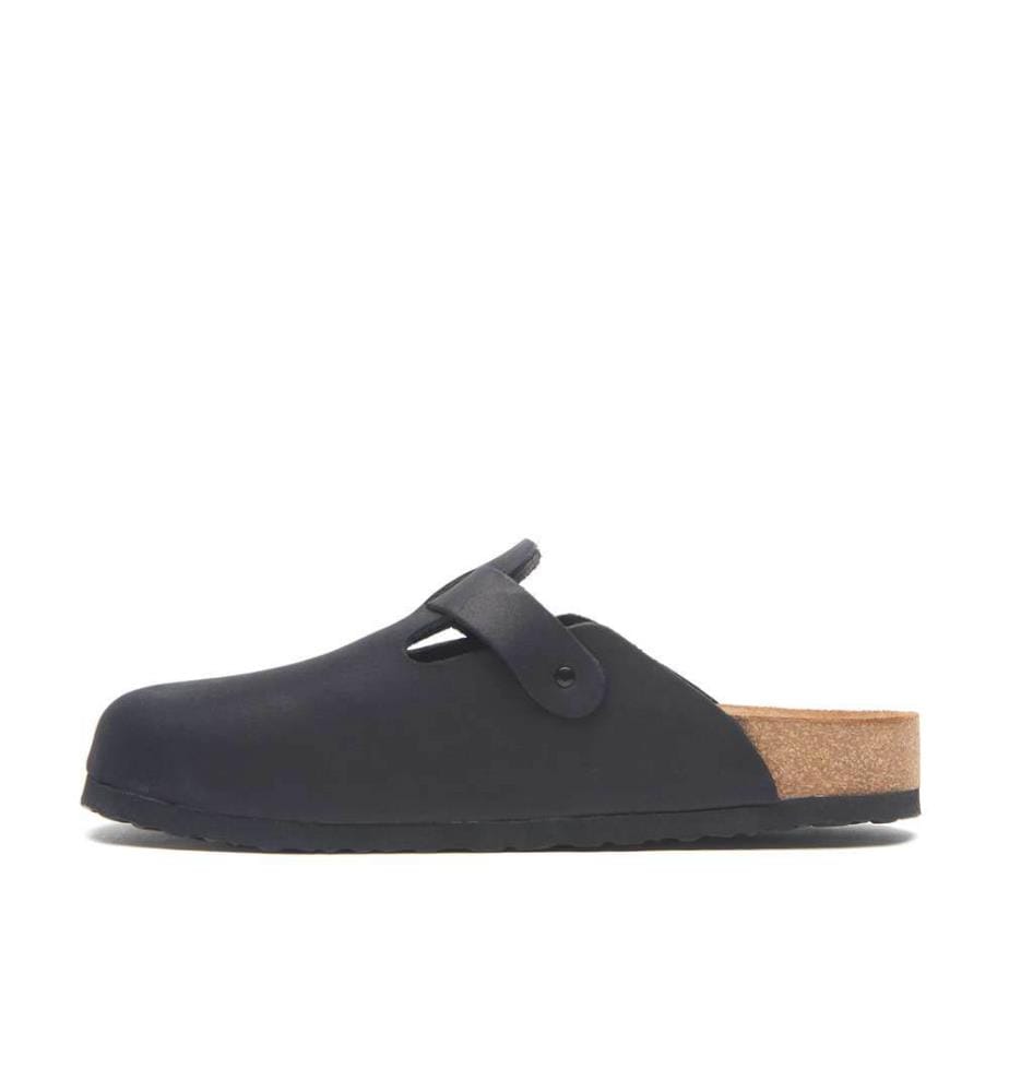 Lederclogs mit anatomisch geformtem Korkfussbett - Schwarz-Nubuk