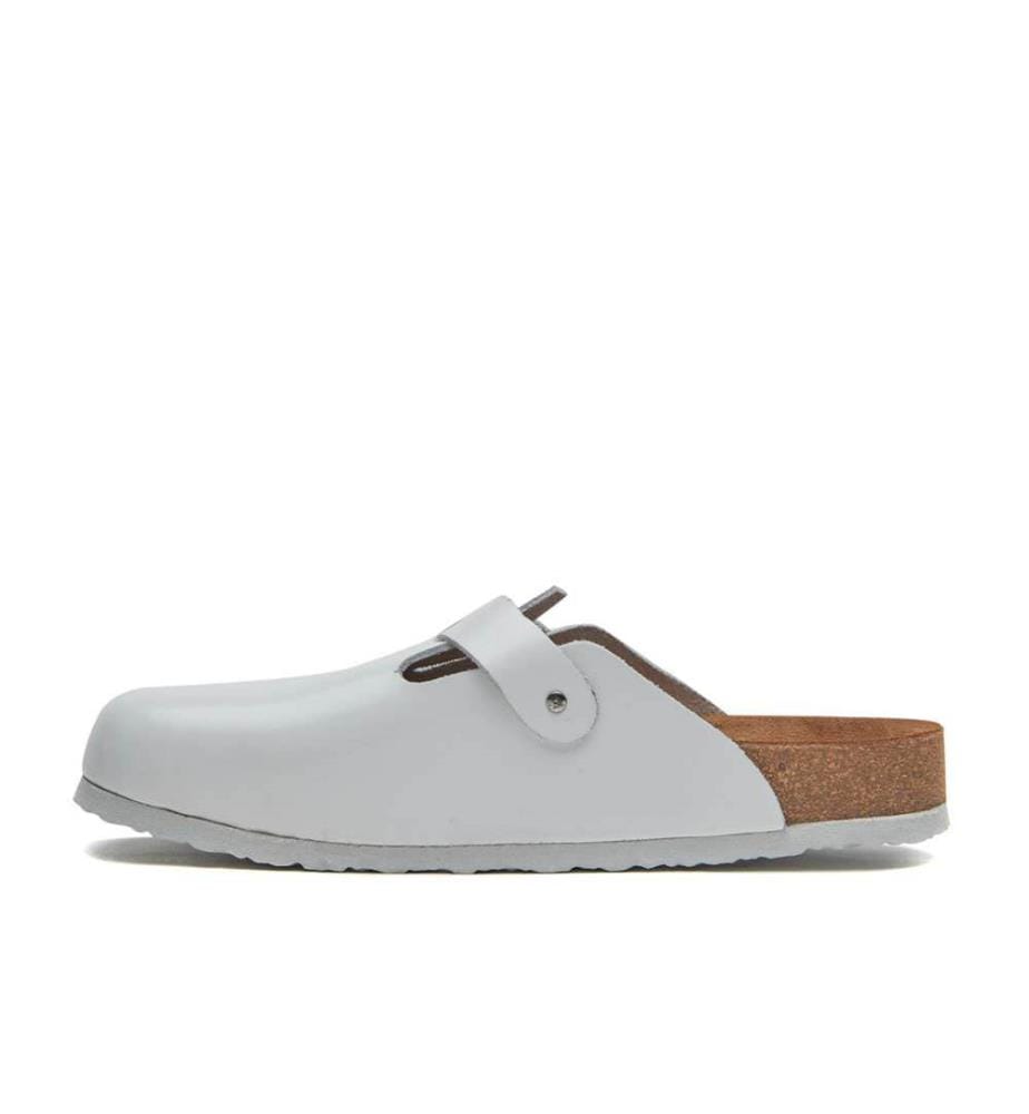 Lederclogs mit anatomisch geformtem Korkfussbett - Weiss