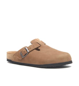 Lederclogs mit anatomisch geformtem Korkfussbett - Sand-Nubuk