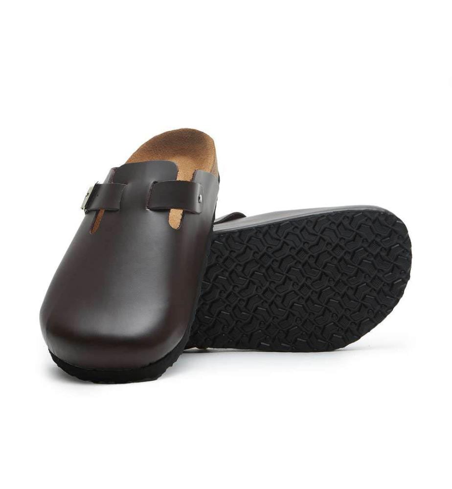 Lederclogs mit anatomisch geformtem Korkfussbett - Braun