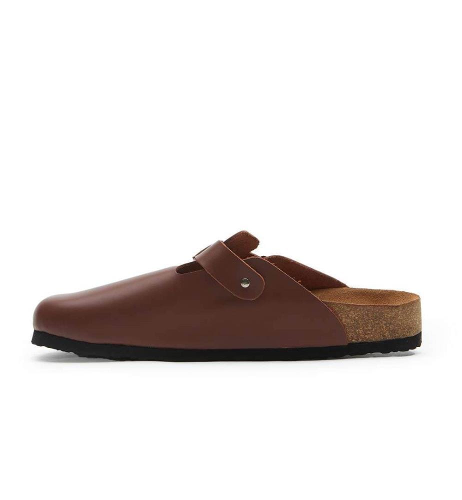 Lederclogs mit anatomisch geformtem Korkfussbett - Tan