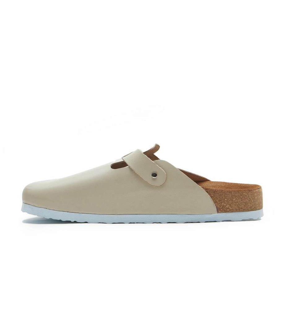Lederclogs mit anatomisch geformtem Korkfussbett - Beige