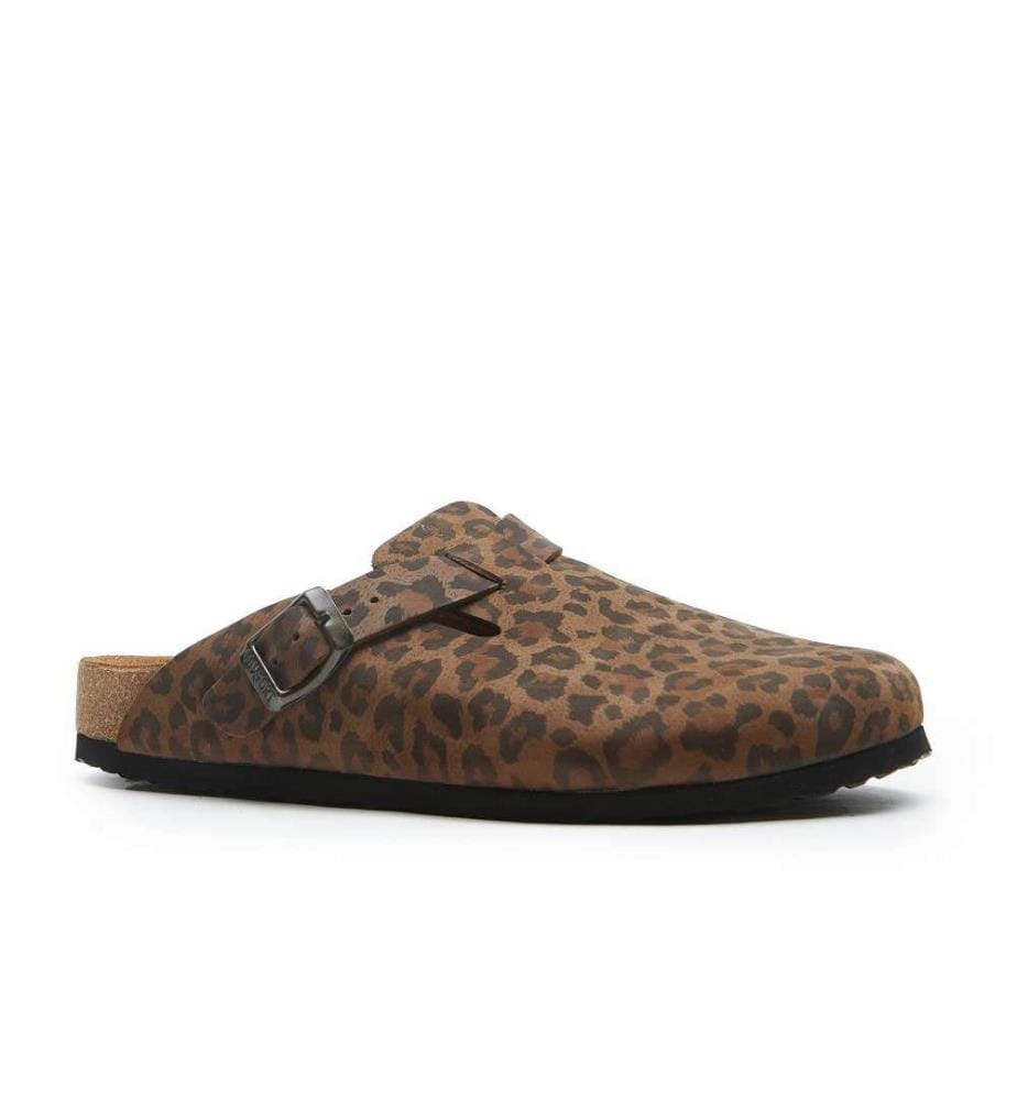 Lederclogs mit anatomisch geformtem Korkfussbett - Leopard