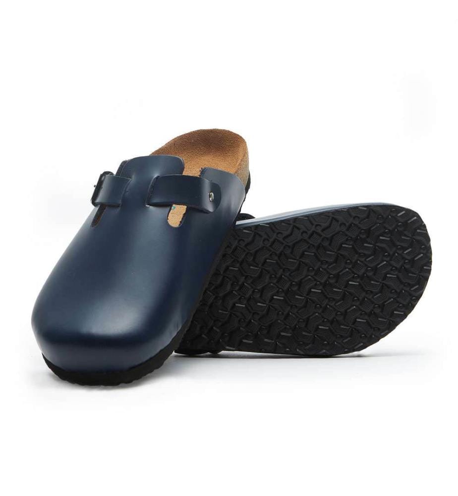 Lederclogs mit anatomisch geformtem Korkfussbett - Navy