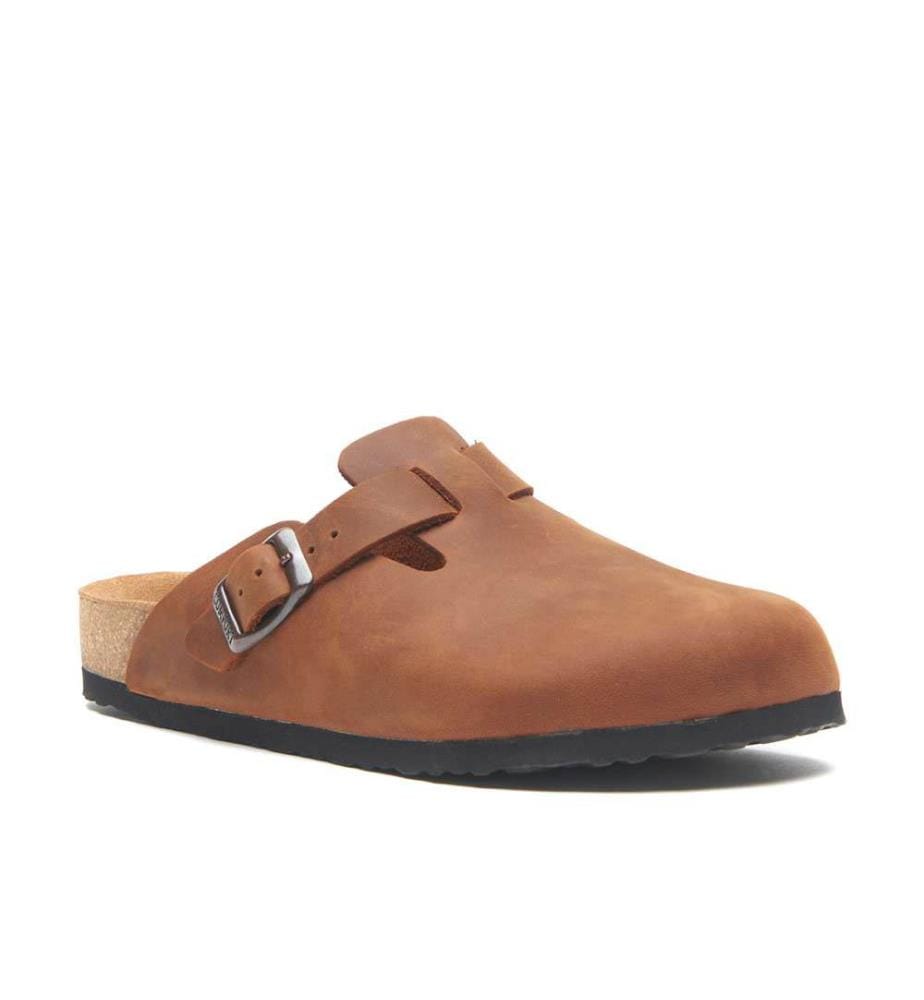 Lederclogs mit anatomisch geformtem Korkfussbett - Braun-Crazy