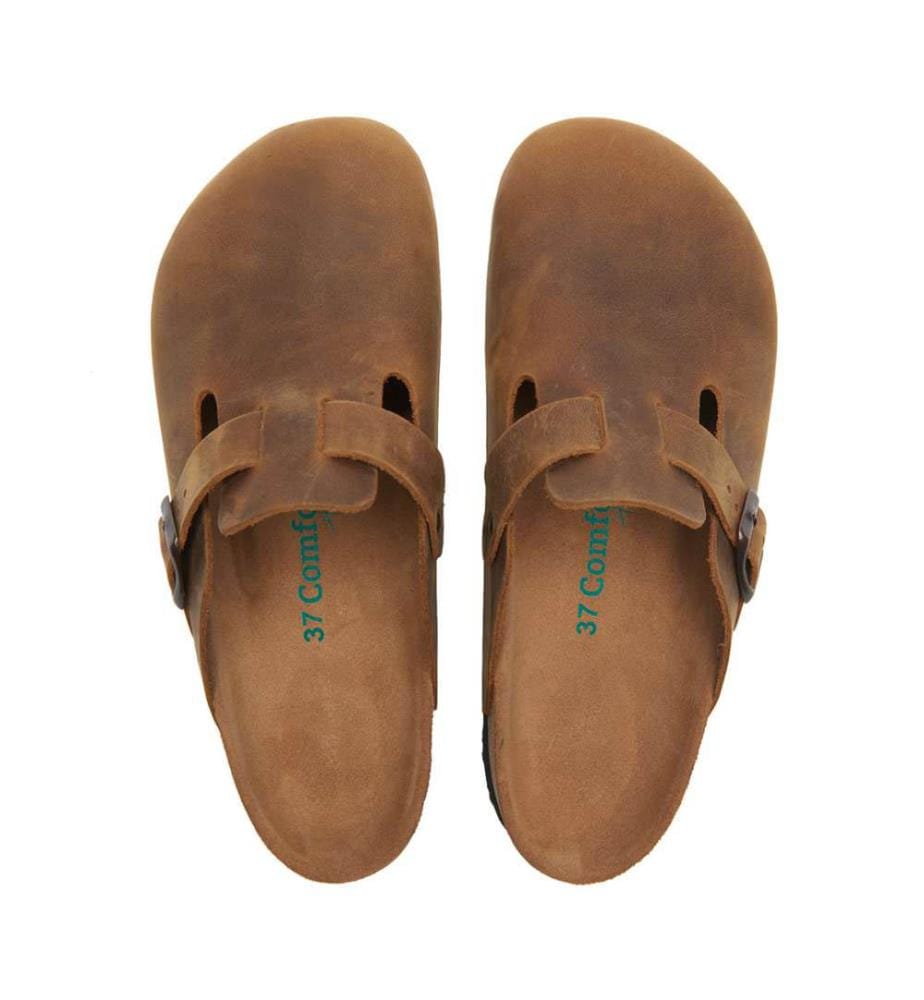Lederclogs mit anatomisch geformtem Korkfussbett - Tan-Crazy