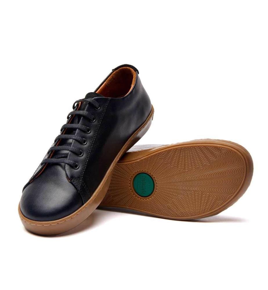 Sneakers aus Leder mit anatomisch geformtem Korkfussbett - Schwarz-Nappa