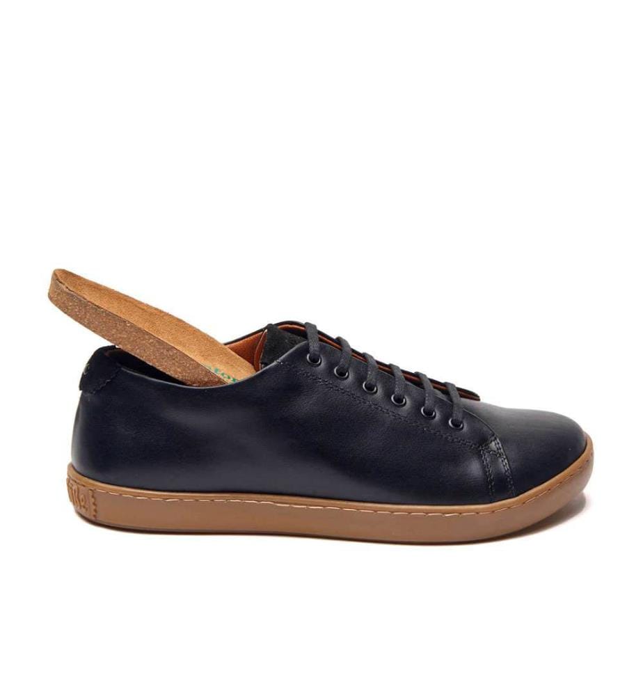 Sneakers aus Leder mit anatomisch geformtem Korkfussbett - Schwarz-Nappa
