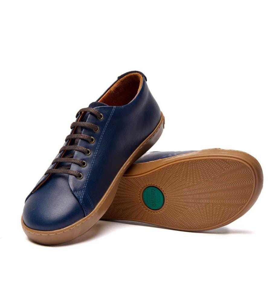 Sneakers aus Leder mit anatomisch geformtem Korkfussbett - Navy-Nappa
