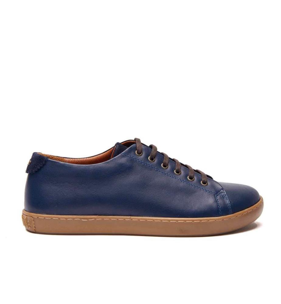 Sneakers aus Leder mit anatomisch geformtem Korkfussbett - Navy-Nappa