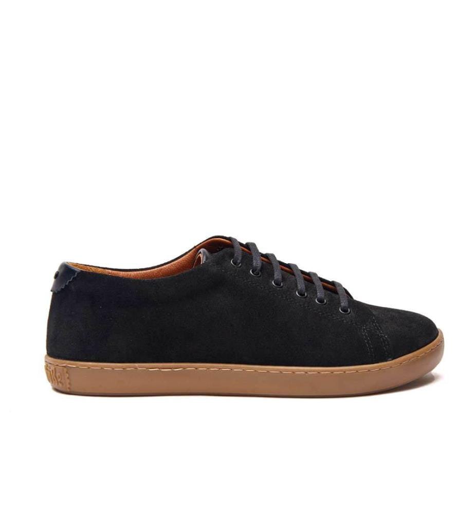 Sneakers aus Leder mit anatomisch geformtem Korkfussbett - Schwarzes Wildleder
