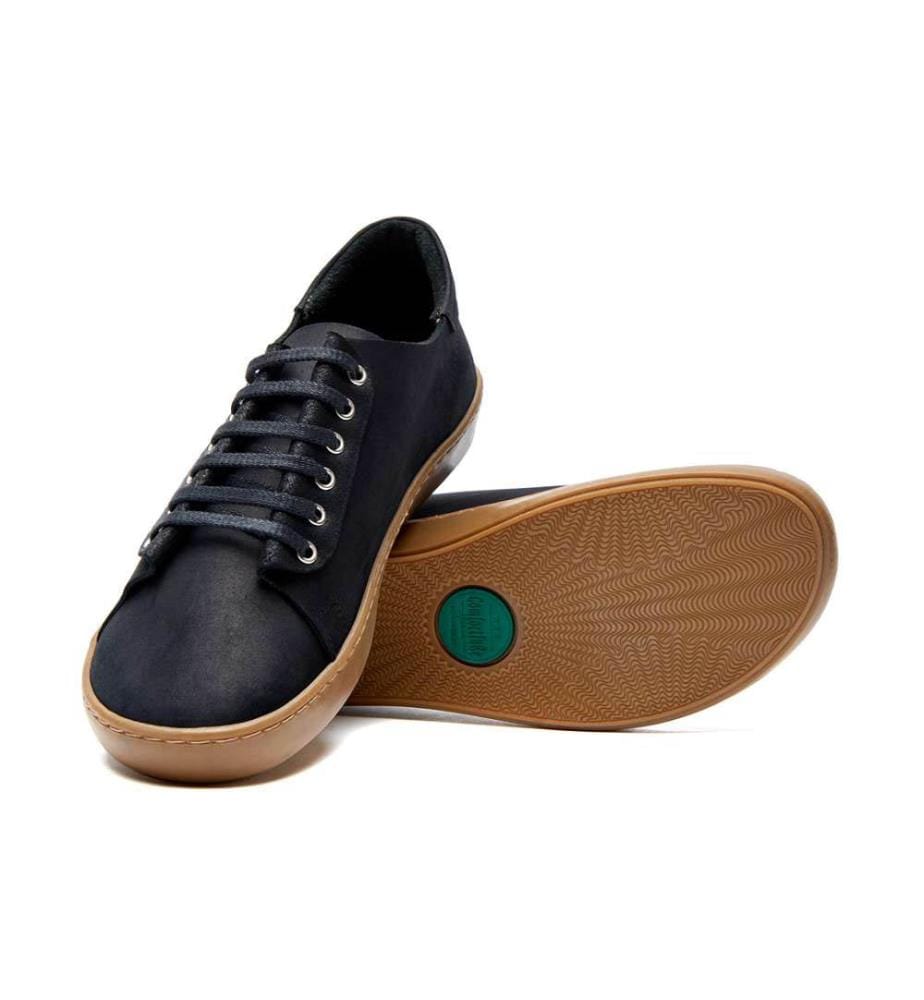 Sneakers aus Leder mit anatomisch geformtem Korkfussbett - Schwarz-Nubuk