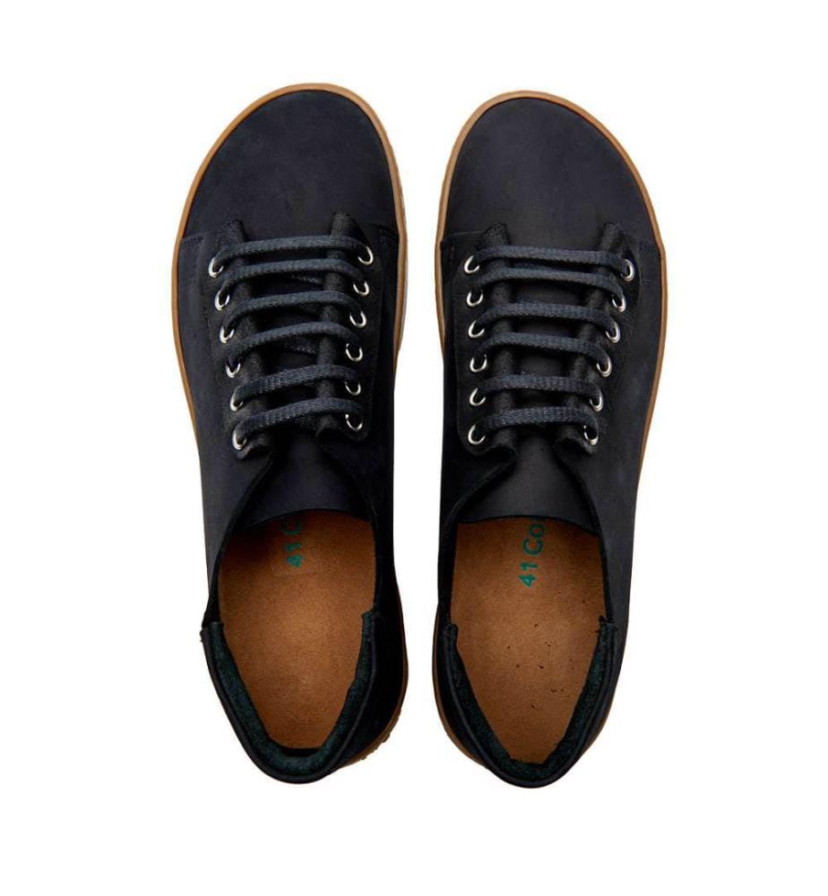 Sneakers aus Leder mit anatomisch geformtem Korkfussbett - Schwarz-Nubuk