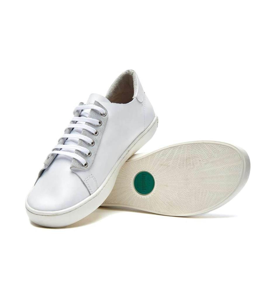 Turnschuhe aus Leder mit anatomisch geformtem Korkfussbett - Weiss