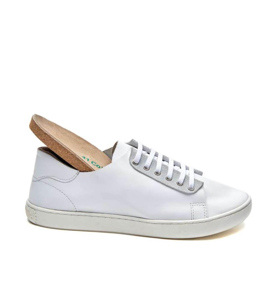 Turnschuhe aus Leder mit anatomisch geformtem Korkfussbett - Weiss