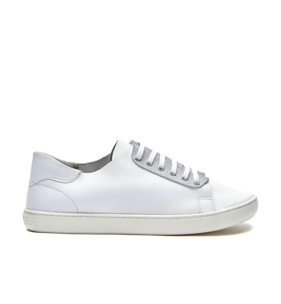 Turnschuhe aus Leder mit anatomisch geformtem Korkfussbett - Weiss